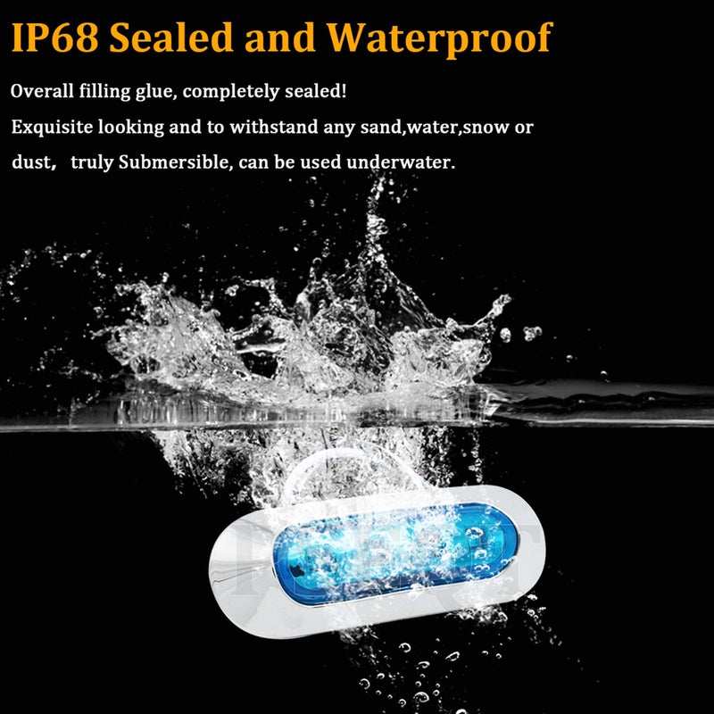 PSEQT 3.8'' Waterproof Boat Marine LED Lights Courtesy Interior Deck Light Navigation Transom Stern Cabin Lighting for Pontoon Fishing Boat Kayak Sailboat Bass Boats Vessel 12V 24V (Blue 4Pcs) - Image 2